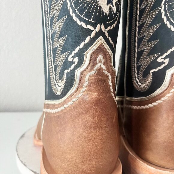 Lane RODEO HOUSTON Mens Cowboy Boots Size 11.5B Brown Leather Western Blunt Toe - Picture 4 of 13